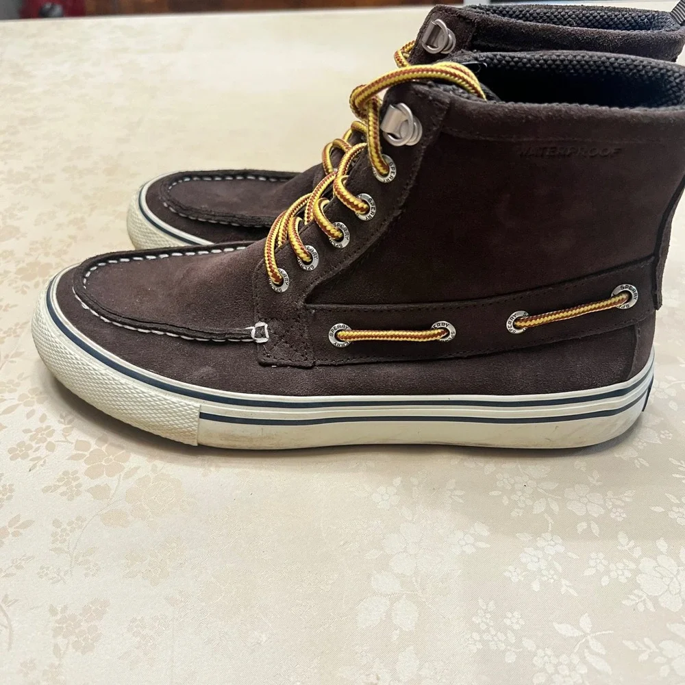 Sperry Top-Sider Mens Bahama Waterproof Suede Boat Shoe Boots Brown STS22635 7.5